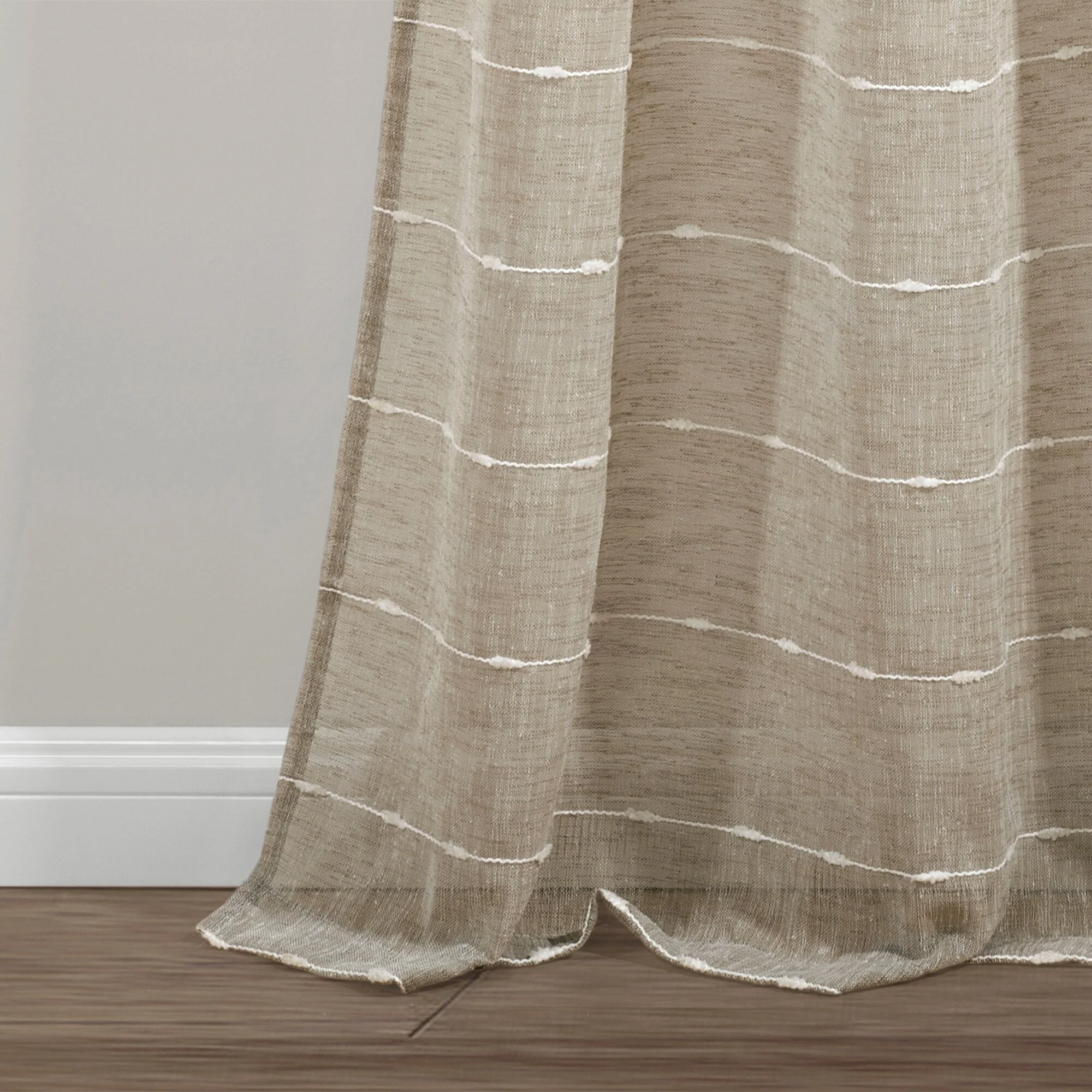 Lush Decor Farmhouse Textured Grommet Sheer Window Curtain Panel Pair