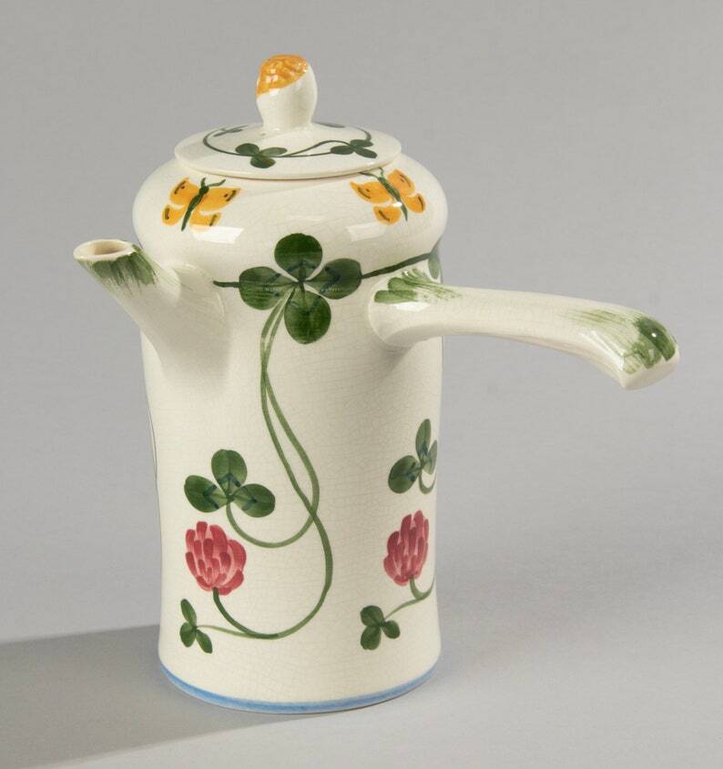 Royal Copenhagen Clover 13-Piece Hand-Painted Faience Coffee Set  C Rare Collectible