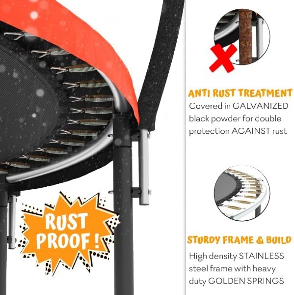 JUMPZYLLA Trampoline 8FT 10FT 12FT 14FT 15FT 16FT Trampoline with Enclosure �C Recreational Trampolines with Ladder and AntiRust Coating, ASTM Approval Outdoor Trampoline for Kids