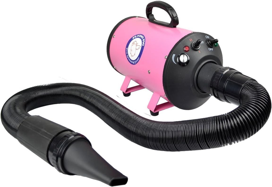 Flying Pig High Velocity Dog Pet Stand Grooming Dryer w/Variable Air Speed & Heat (Purple)