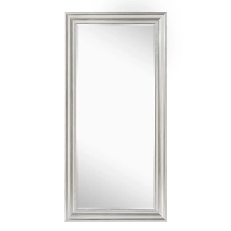 Brushed Nickel Full Size Body Mirror Standing Hanging / Leaning Against Wall, Large Rectangle Dressing Mirror for Bedroom