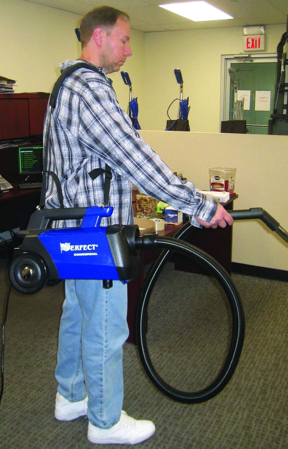 Portable Commercial Canister Vacuum, Blue