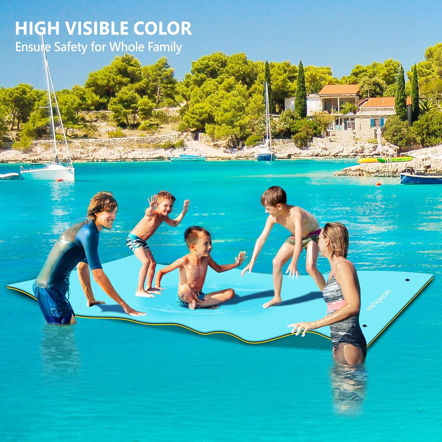 Floating Water Mat, 9/12/18 FT Lily Pad Floating Mat for The Water, 3-Layer XPE Foam Water Floating Island w/Bungee Tether & Storage Straps for Lake Pool Beach River