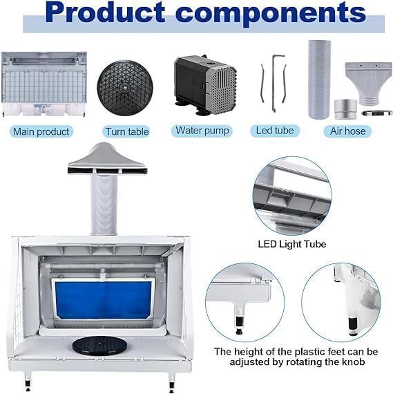 Autolock Spray Booth Kit with LED Lights & Filtration for Models, Crafts, & Hobbies  C Spacious Design & Extendable Exhaust