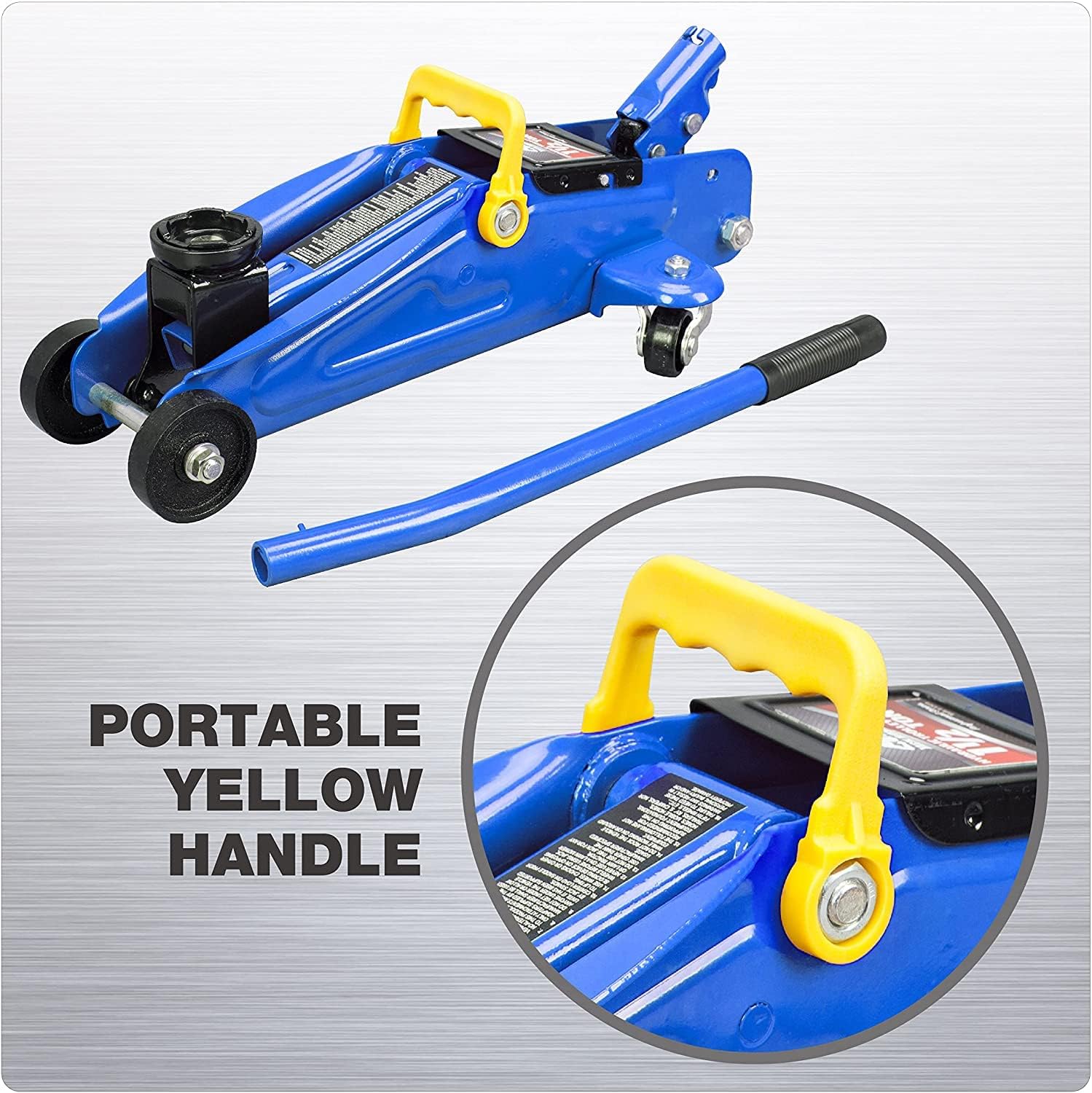 Aluminum and Steel Car Jack, 3 Ton (6,600 LBs) Hydraulic Floor Jack with Dual Piston Quick Lift Pump, Lifting Range 3-15/16