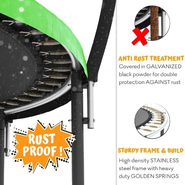 JUMPZYLLA Trampoline 8FT 10FT 12FT 14FT 15FT 16FT Trampoline with Enclosure �C Recreational Trampolines with Ladder and AntiRust Coating, ASTM Approval Outdoor Trampoline for Kids