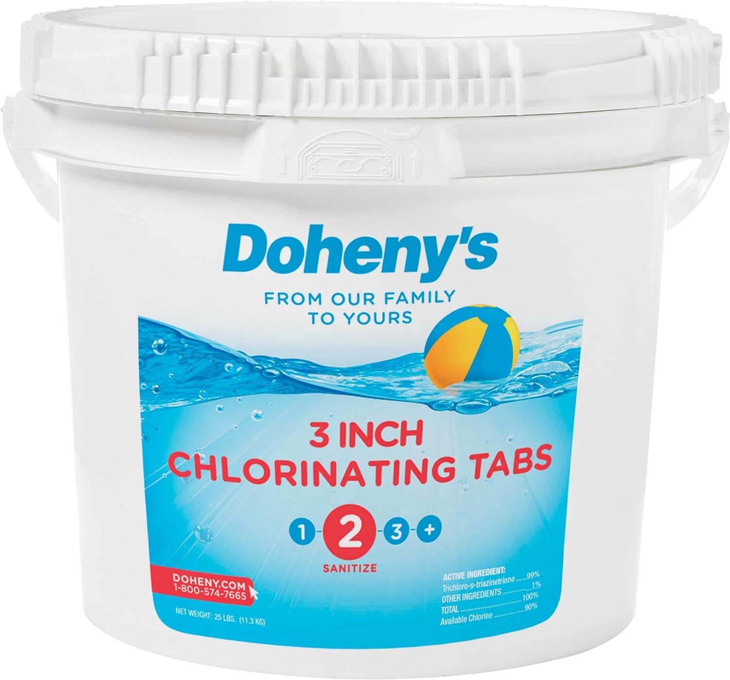 Doheny's 3 Inch Stabilized Chlorine Tablets | Pro-Grade Pool Sanitizer, Long Lasting, Slow Dissolving, 99% Pure Tri-Chlor, Individually Wrapped - 50lb