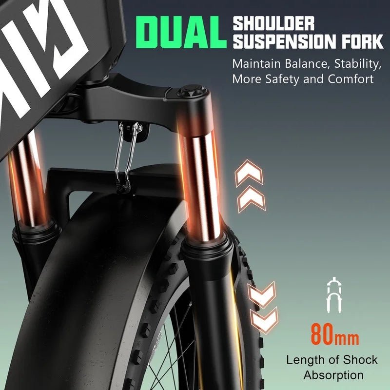 Buddy Pro 750W Foldable Electric Bike, 20��� Fat Tire, 48V 13Ah Battery, Dual Suspension, LCD Display, Black