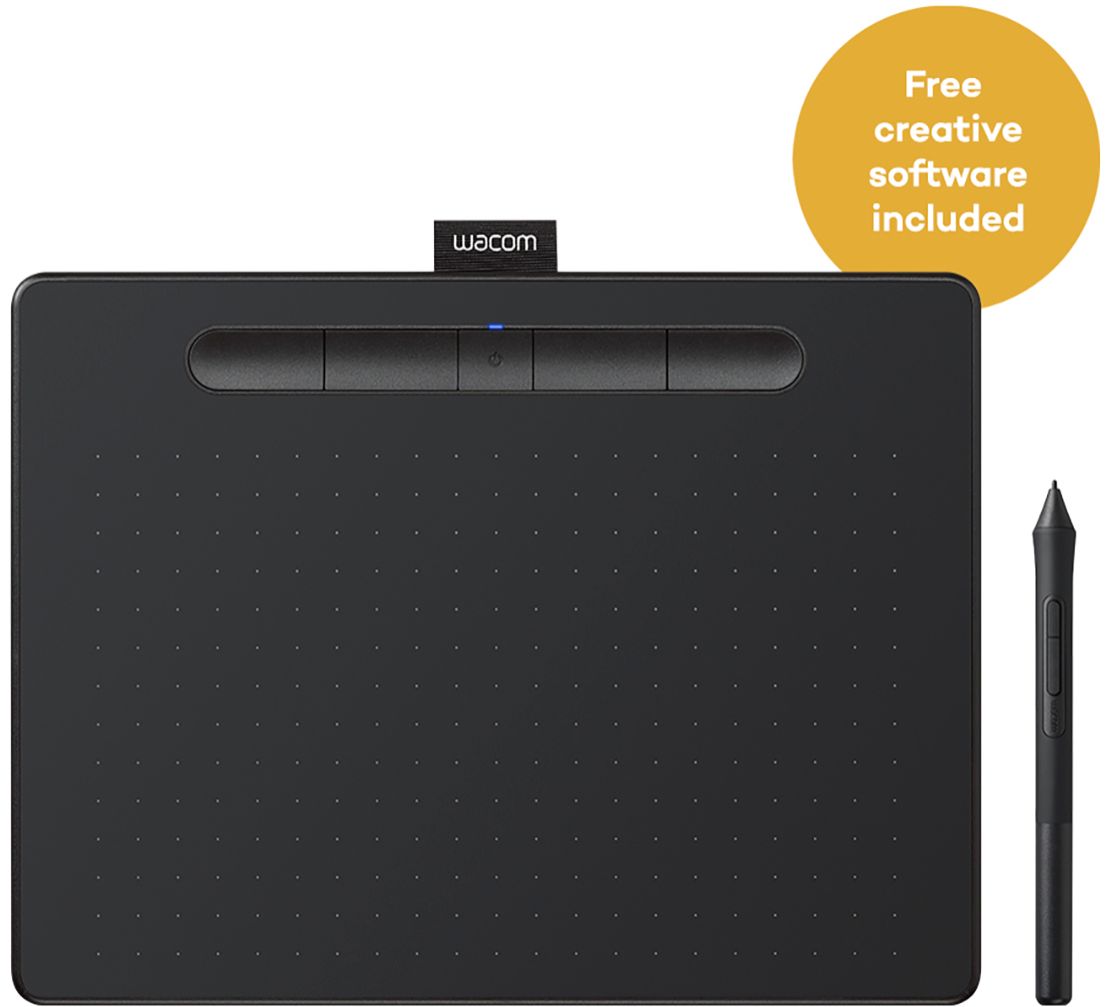 Wacom Intuos Medium Wireless Graphic Drawing Tablet, Black  C Compatible with Mac, PC, Chromebook & Android, Software Included