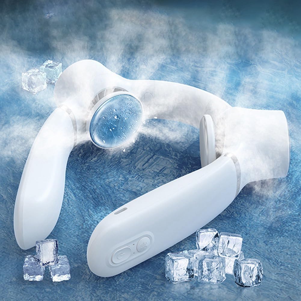 New Portable Bladeless Hanging Neck Fan with Double Heat Sink Silent Air Conditioner Rechargeable Holiday Essential