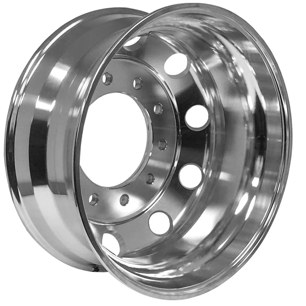 TheWheelDepot 22.5 x 8.25 Forged Aluminum Machined Bright Silver Wheel, 10 Lug for Truck