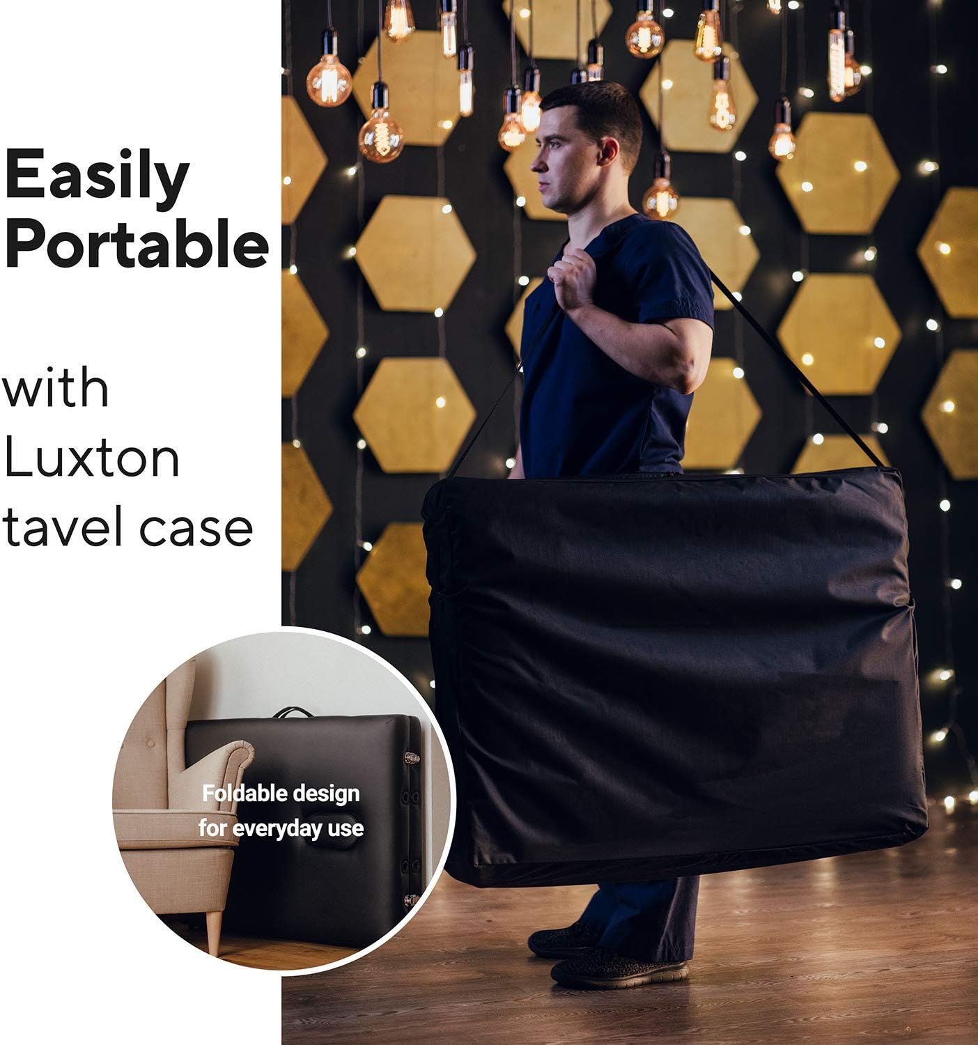 Home Premium Memory Foam Massage Table - Easy Set Up - Foldable & Portable with Carrying Case