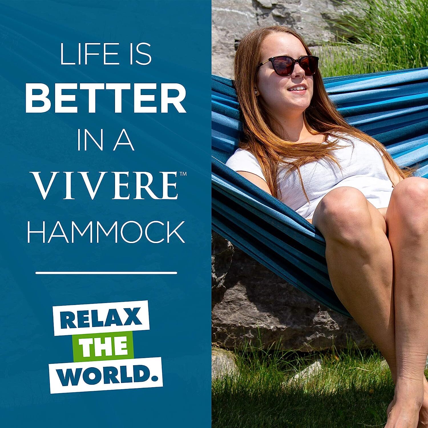 Vivere Double Cotton Hammock with Steel Stand, 450 lb Capacity, Tropical Colors, Includes Premium Carry Bag