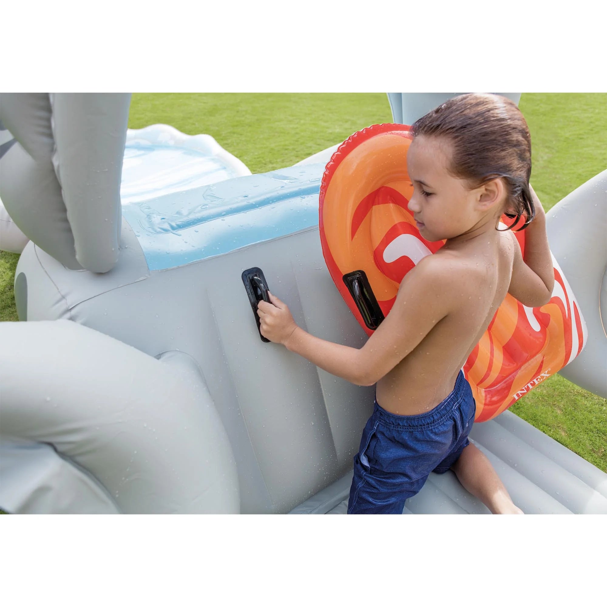 Intex Inflatable Backyard Water Slide with Surf Riders & Electric Air Pump