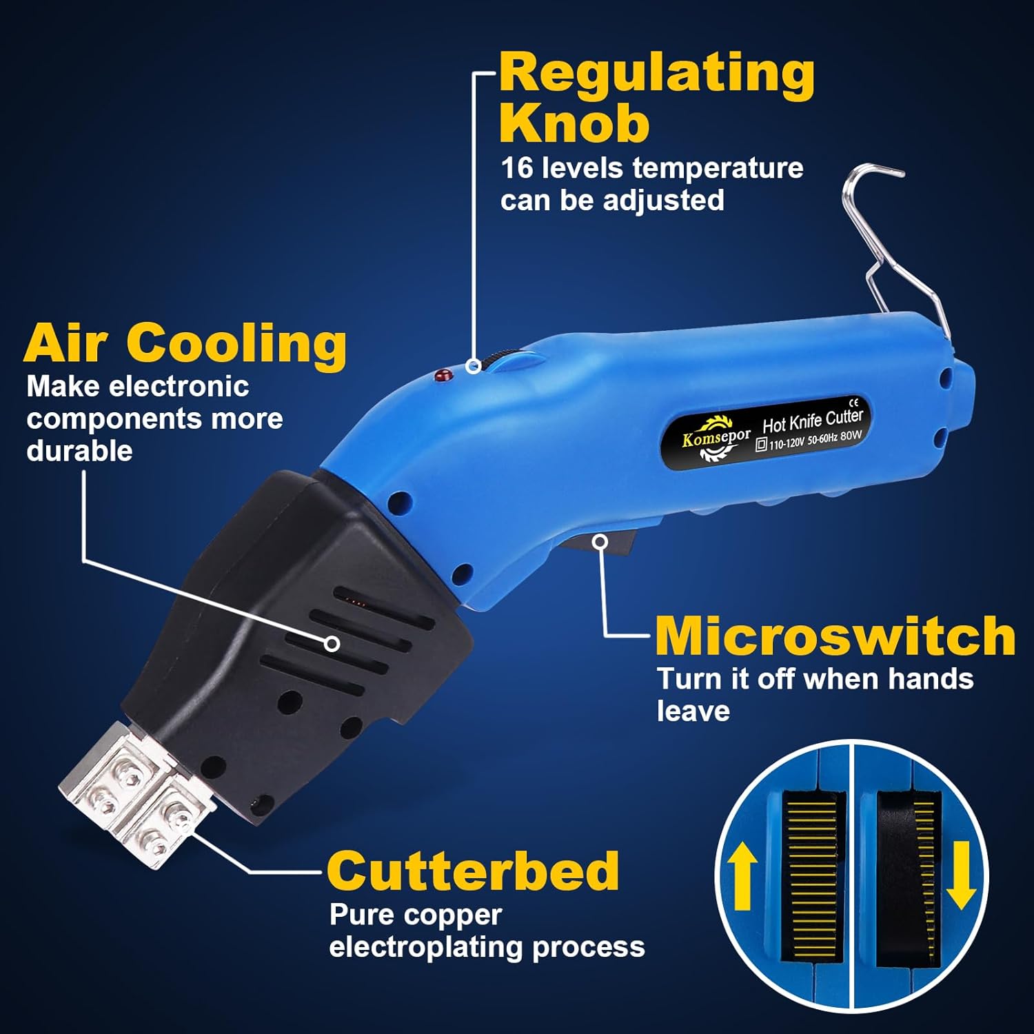K2NSB 200W Electric Foam Cutter with Slotting, Air-Cooled Hot Knife for Styrofoam, EPP, EPS, XPS, EPE, KT Board  C 4 Blades Included