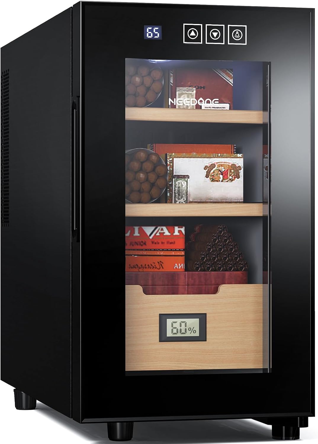 ThermoCigar 48L Cigar Humidor with Heating & Cooling, Cedar Wood, Digital Hygrometer, Quiet Electric Cooler for 350 Cigars