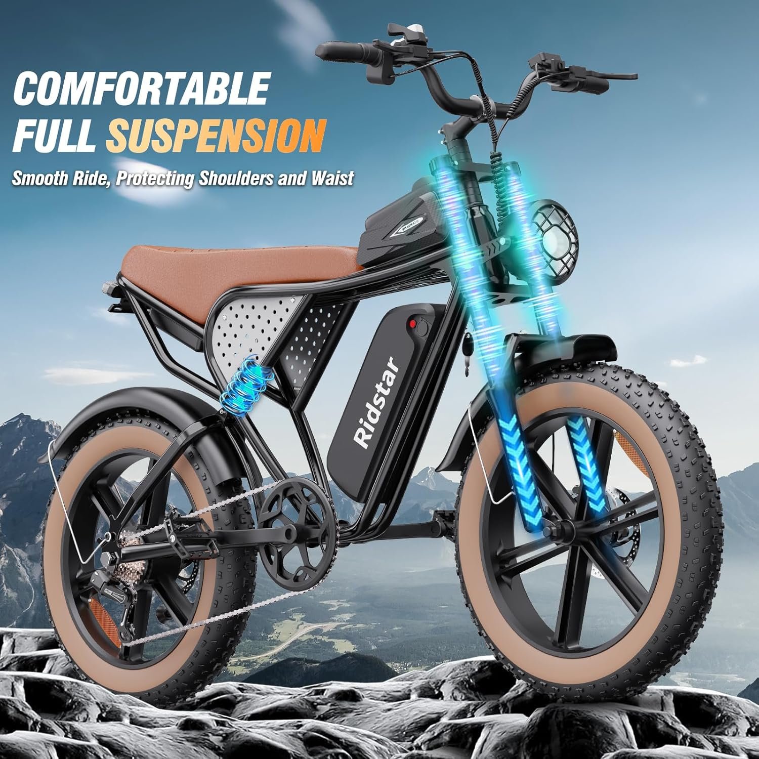 Electric Bike for Adults Q20, 2000/1500W, 37/30MPH,52V 40AH,48V/20AH E-Bike,30-180 Miles Electric Motorcycle, 20��� Fat Tire Dirt Bike, UL2849 All Terrain for Mountains, Snow, Sand, Road