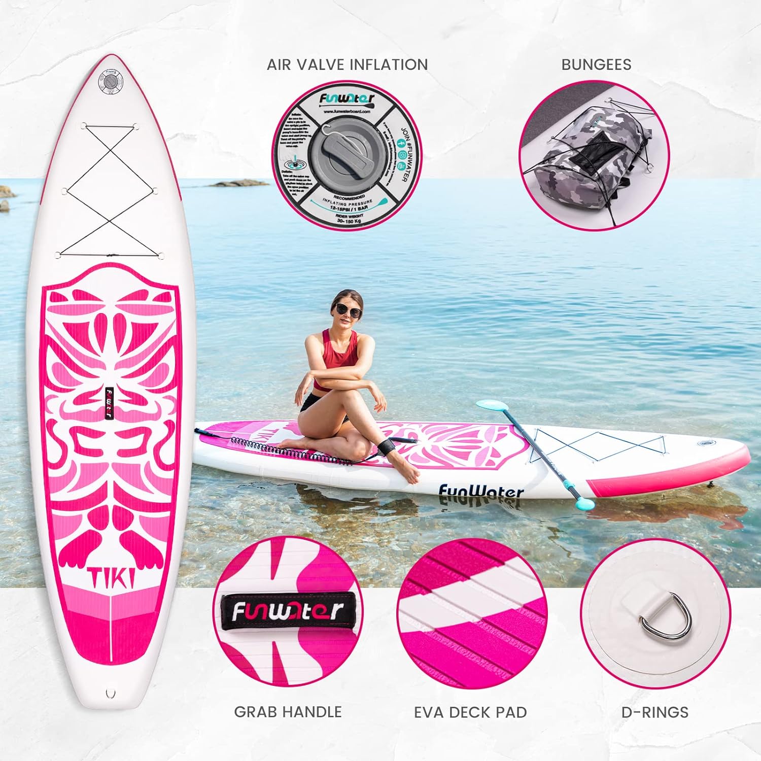 Inflatable Ultra-Light Stand Up Paddle Board for All Skill Levels with Premium SUP Paddleboard Accessories,Non-Slip Comfort Deck for Youth & Adults.