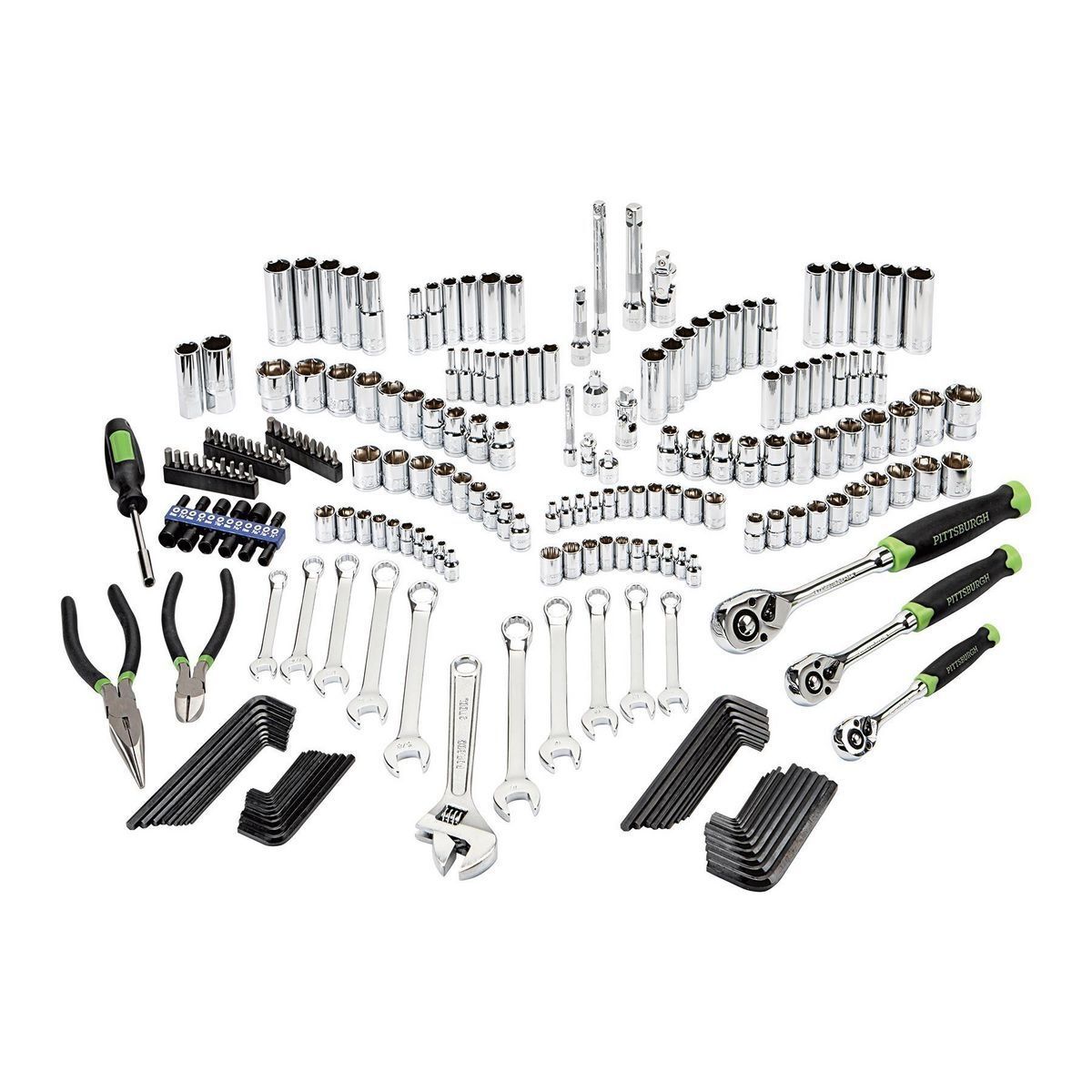 Complete Mechanics Tool Set 225-Piece by [Brand Name]  C SAE & Metric, Chrome Vanadium, Includes Ratchets, Sockets, Wrenches, Pliers, Drivers, Storage Case