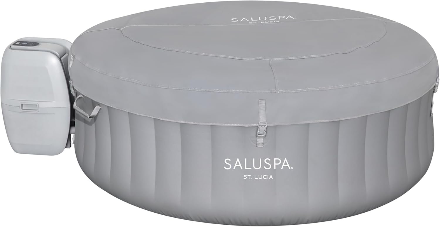 Bestway SaluSpa Miami EnergySense AirJet Inflatable Hot Tub Spa (71��� x 26���) | Portable Hot Tub with 2 Covers (1 Energy-Efficient Thermal Cover and 1 Standard Cover) | Fits Up to 2-4 Persons | Black