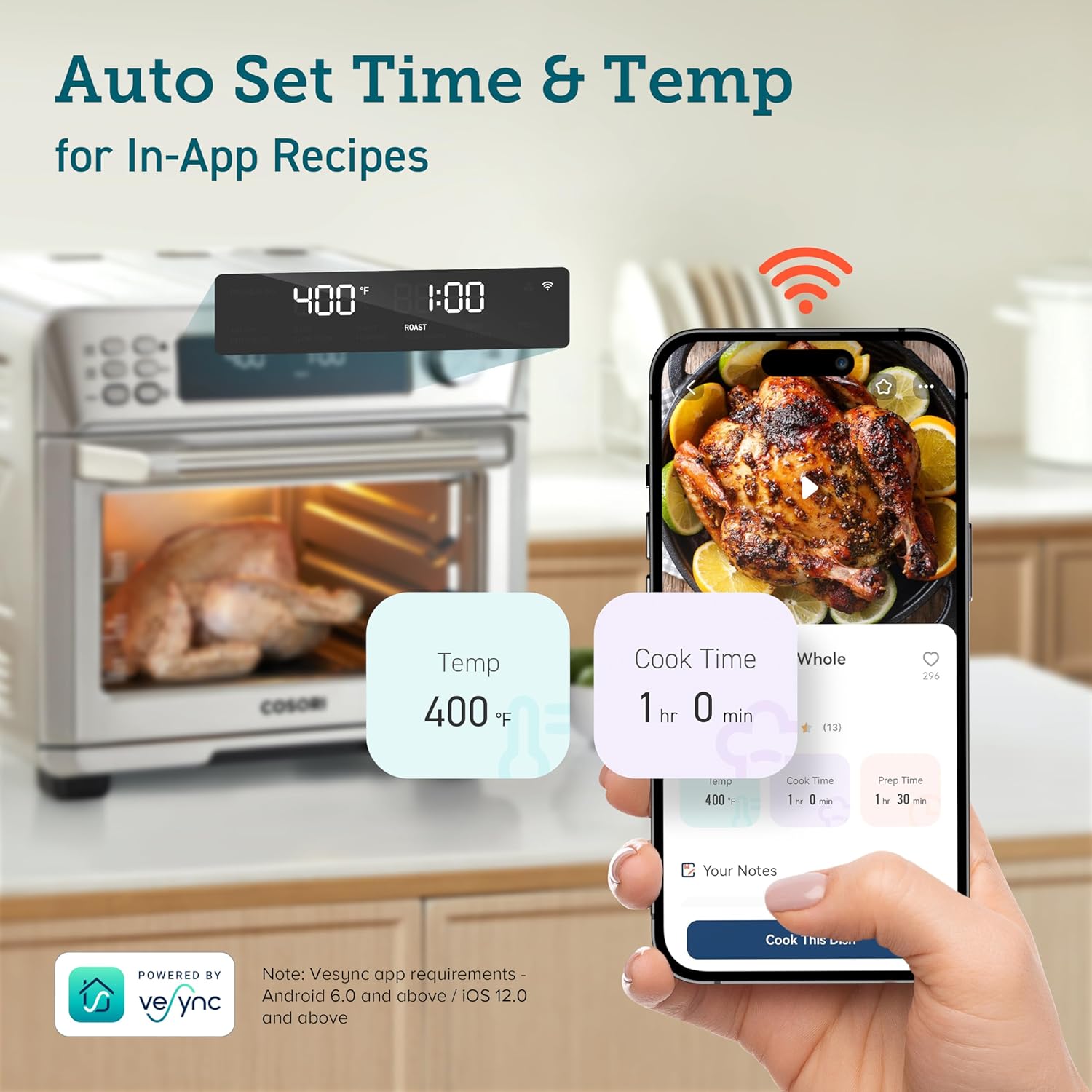 12-in-1 Air Fryer Toaster Oven Combo, Airfryer Convection Oven Countertop, Bake, Broil, Roast, Dehydrate, 134 Recipes & 4 Accessories, 32QT, Silver, Stainless Steel