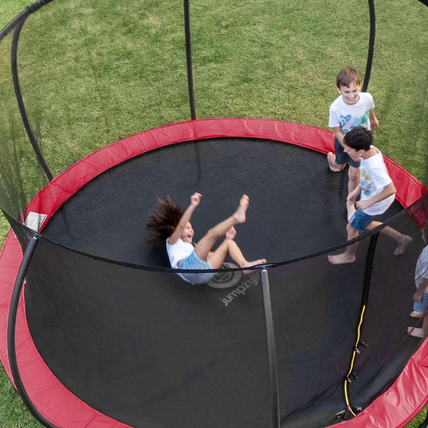 JUMPZYLLA Trampoline 8FT 10FT 12FT 14FT 15FT 16FT Trampoline with Enclosure �C Recreational Trampolines with Ladder and AntiRust Coating, ASTM Approval Outdoor Trampoline for Kids