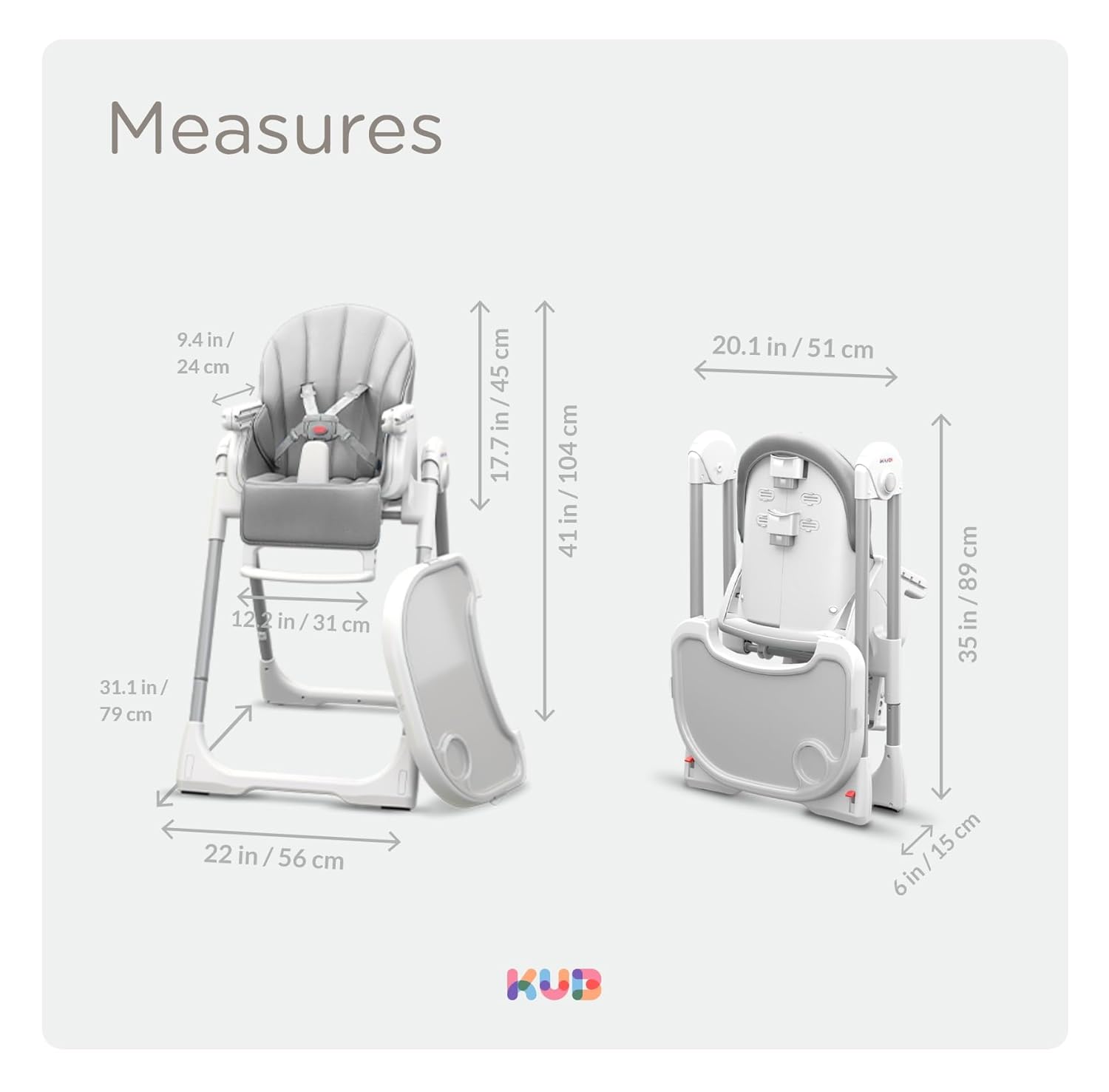 Foldable Baby High Chair with Removable Seat & Tray, Adjustable Height & Recline, Locking Wheels