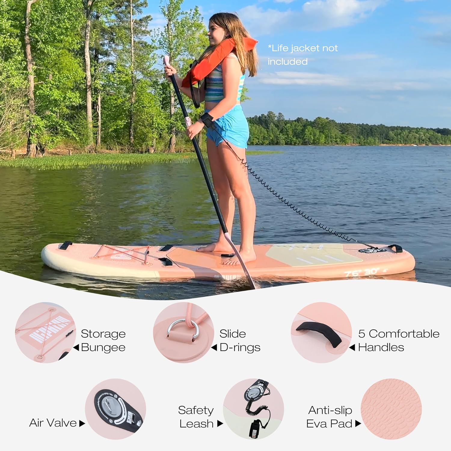 Stand Up Paddle Board with SUP Accessories, Anti-Slip EVA Deck, 10 ?�� ?Inflatable Paddle Boards for Adults & Youth of All Skill Levels