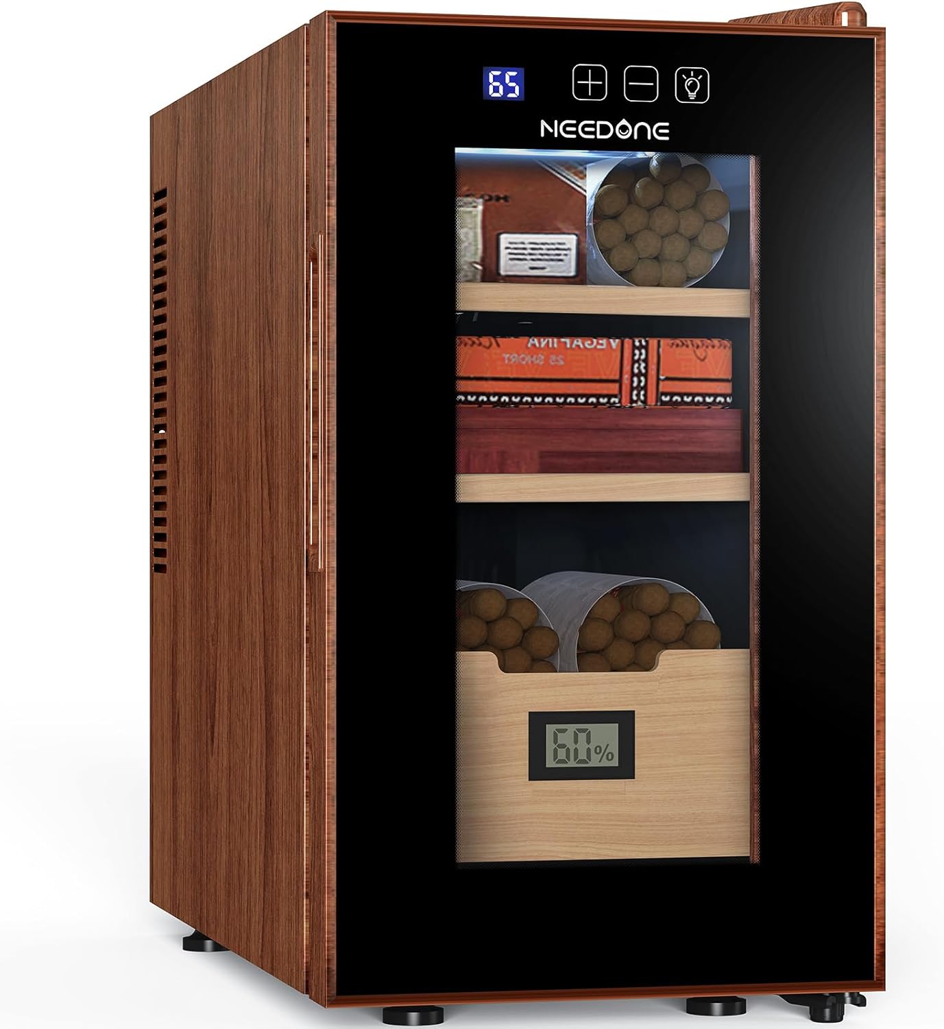 ThermoCigar 48L Cigar Humidor with Heating & Cooling, Cedar Wood, Digital Hygrometer, Quiet Electric Cooler for 350 Cigars