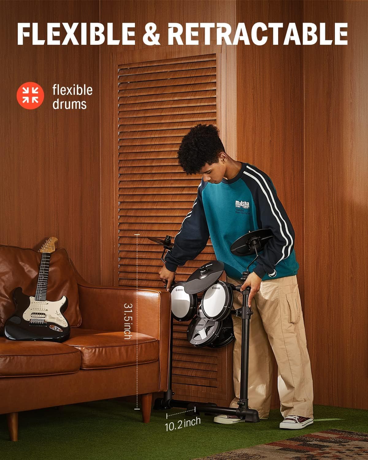 Electronic Drum Set with 4 Quiet Mesh Pads, 180+ Sounds, 2 Pedals, Throne, Headphones, Sticks, and Melodics Lessons