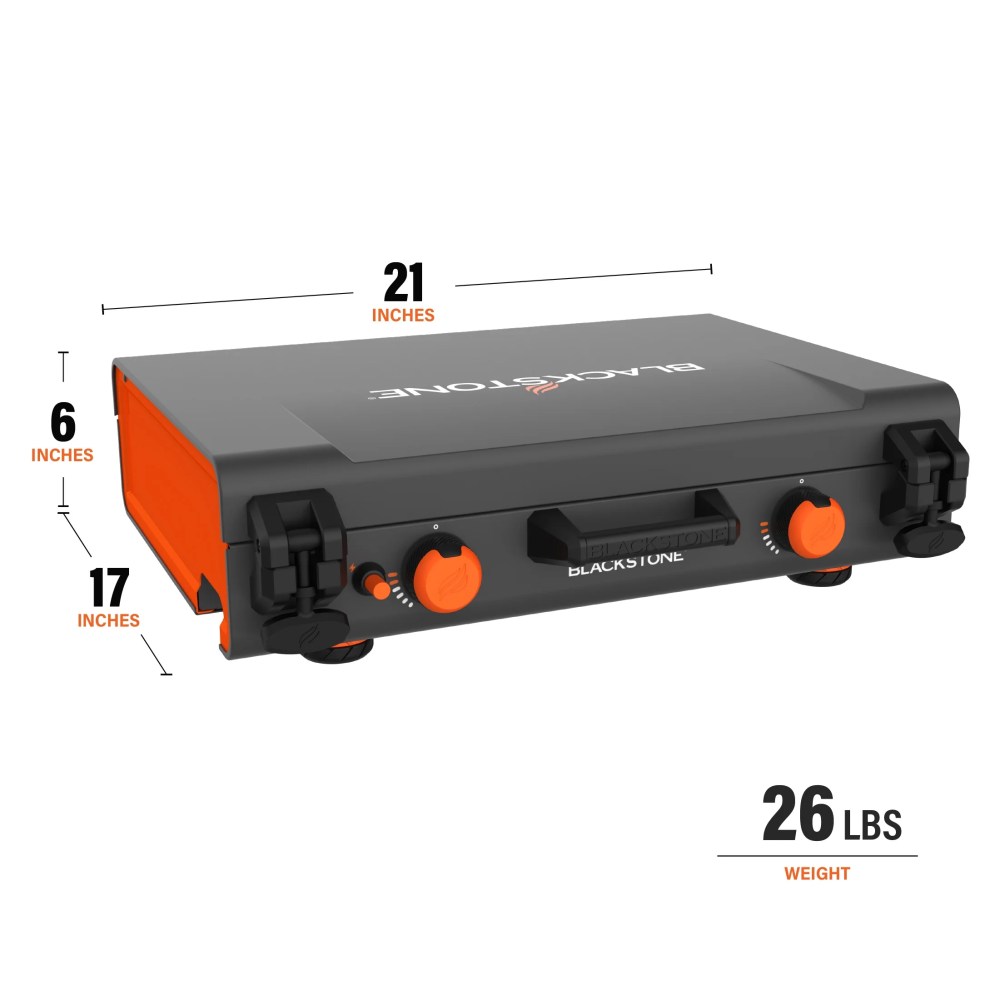 Blackstone Adventure Ready 20  x14   2-Burner Propane Camping Griddle with Latching Hood and Handle