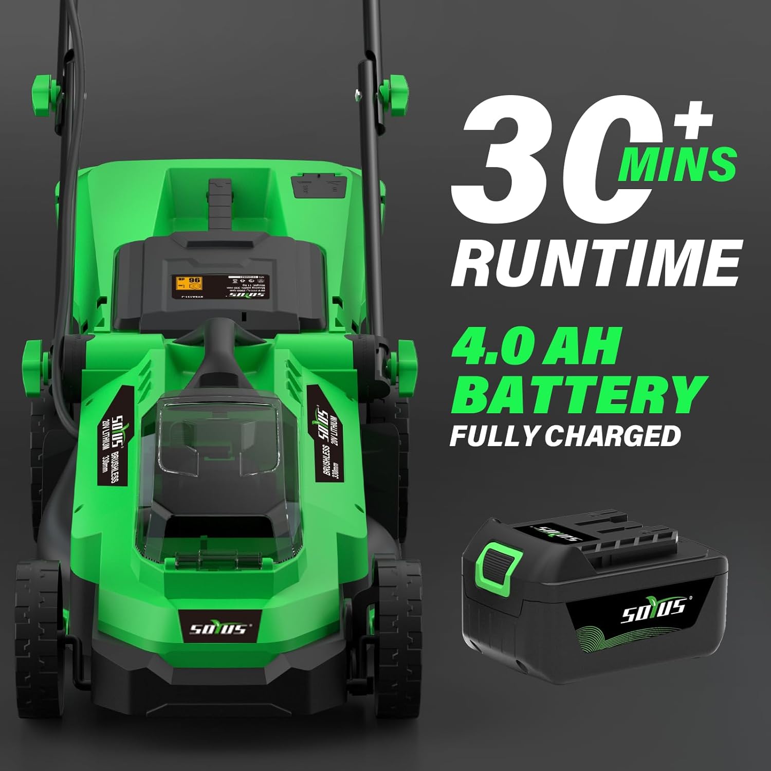 Electric Lawn Mower Cordless, 13 Inch 20V Lawn Mowers with Brushless Motor, 5-Position Height Adjustment, 4.0Ah Battery & Charger Included