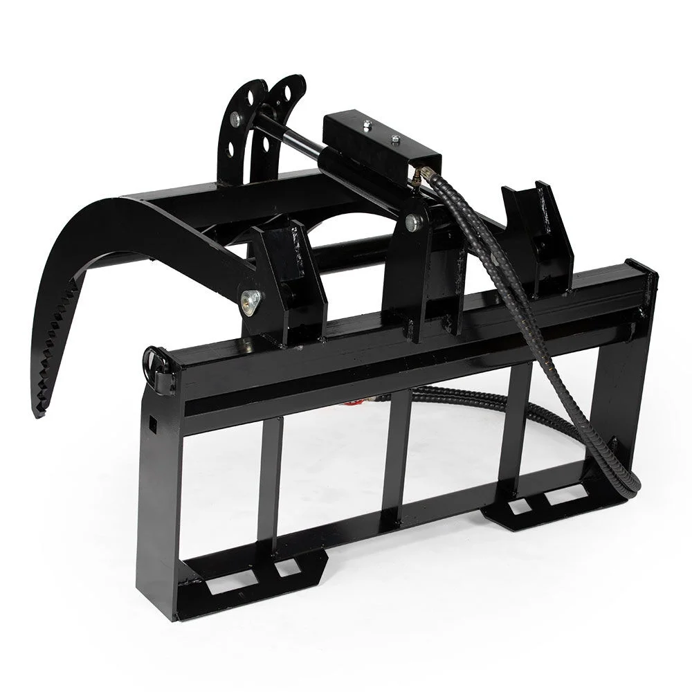 Titan Attachments Hydraulic Skid Steer Pallet Fork Grapple Attachment V2 with 48in Fork Blades, 1/2in Thick Steel Frame, Quick Tach Mounting System