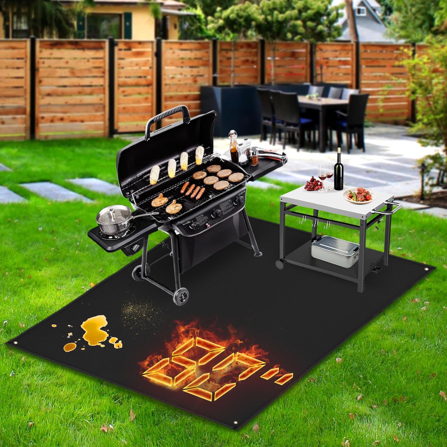 90x48 inch Extra Large Grill Mat for Outdoor Grill, Fireproof Deck Grill Mat