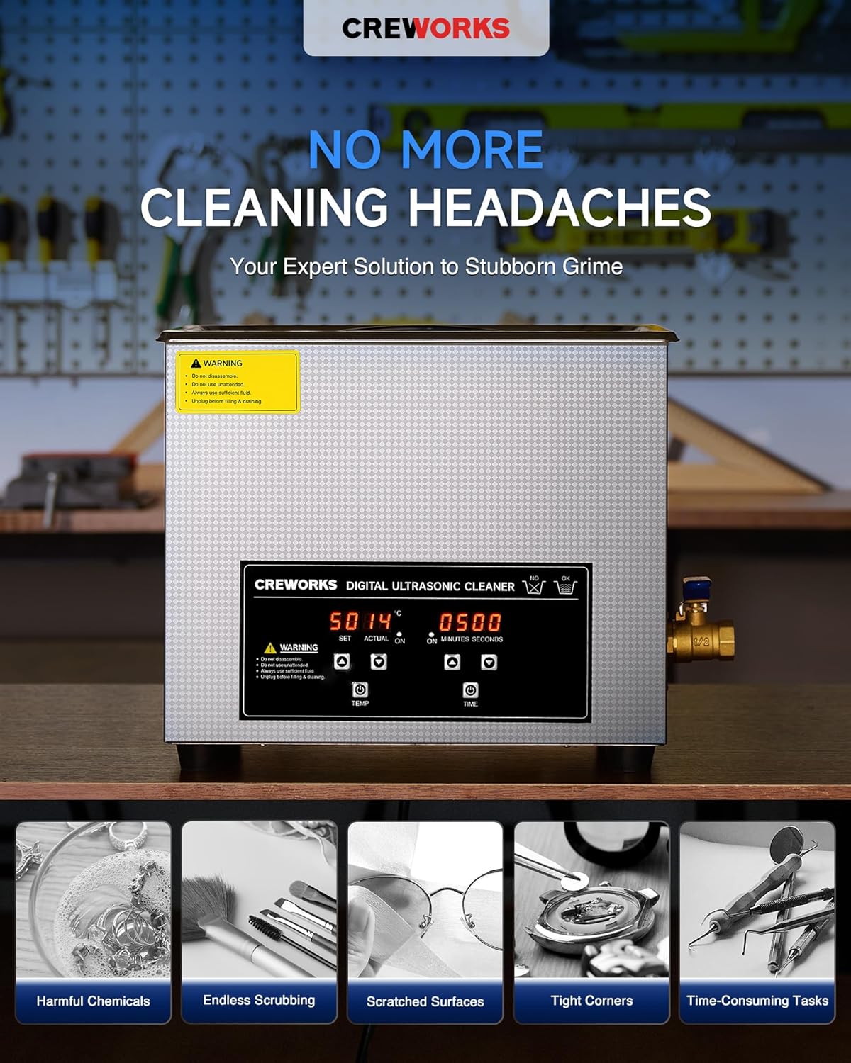 30L Large Ultrasonic Cleaner, Total 1400W Professional Industrial Auto Cleaning Machine for Carburetor Tools Parts Instrument, 40kHz Digital Sonic Cavitation Cleaner with Heater & Timer