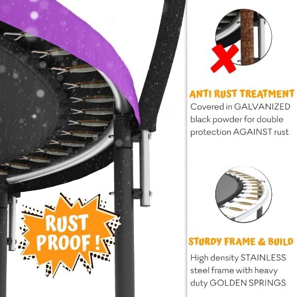 JUMPZYLLA Trampoline 8FT 10FT 12FT 14FT 15FT 16FT Trampoline with Enclosure �C Recreational Trampolines with Ladder and AntiRust Coating, ASTM Approval Outdoor Trampoline for Kids