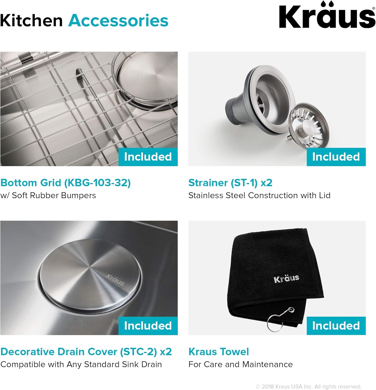 KHU100-32 Standart PRO 16 Gauge Undermount Single Bowl Stainless Steel Kitchen Sink, 32 Inch