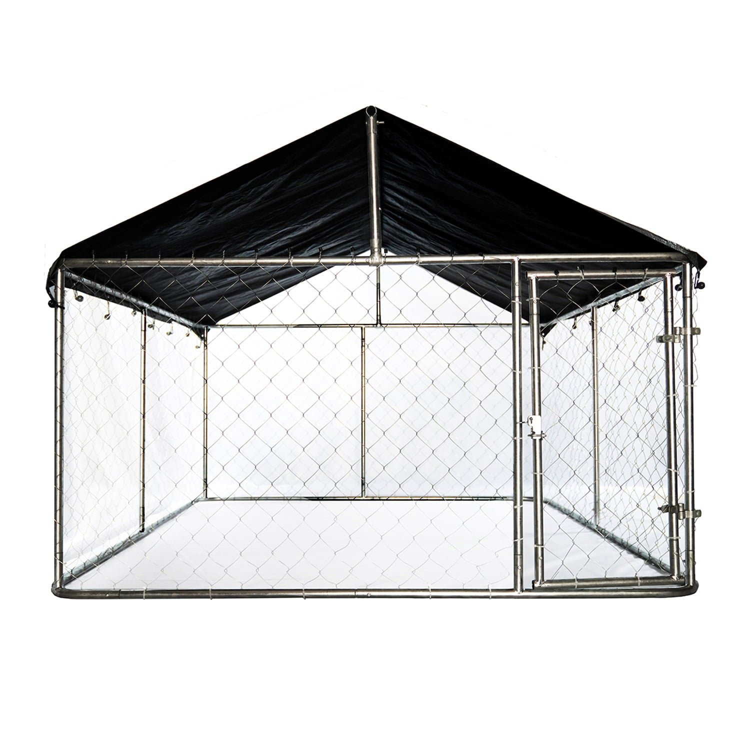 Outdoor Dog Kennel Dog Cage Dog Playpen Dog Fence Chicken Coop Hen House Heavy Duty Pet Playpen with Large Galvanized Chain Link with UV and Water Resistant Black Proof Cover
