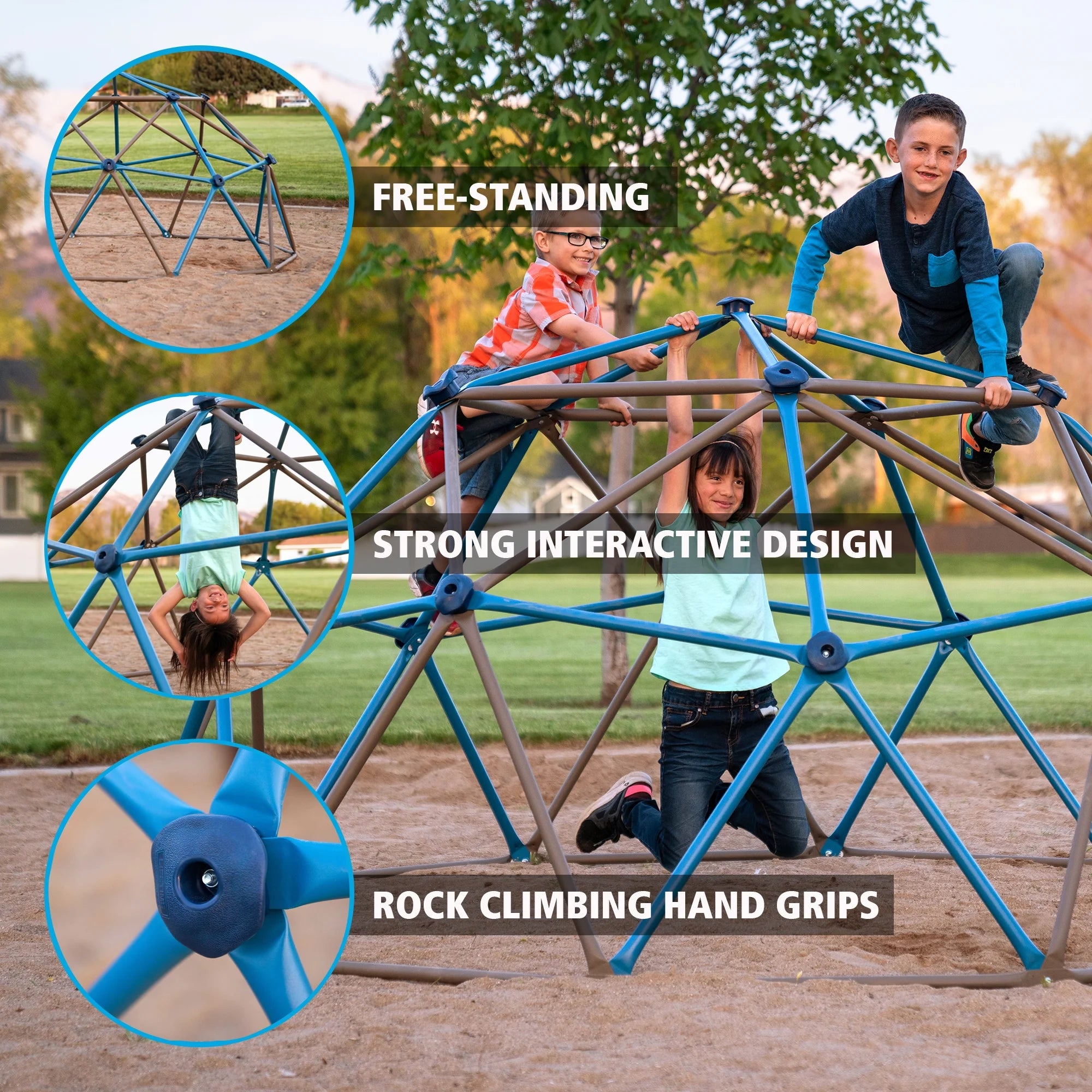 Lifetime Kid��s Outdoor Dome Climber with Rock Grips, 4.5ft x 9ft, Blue/Brown