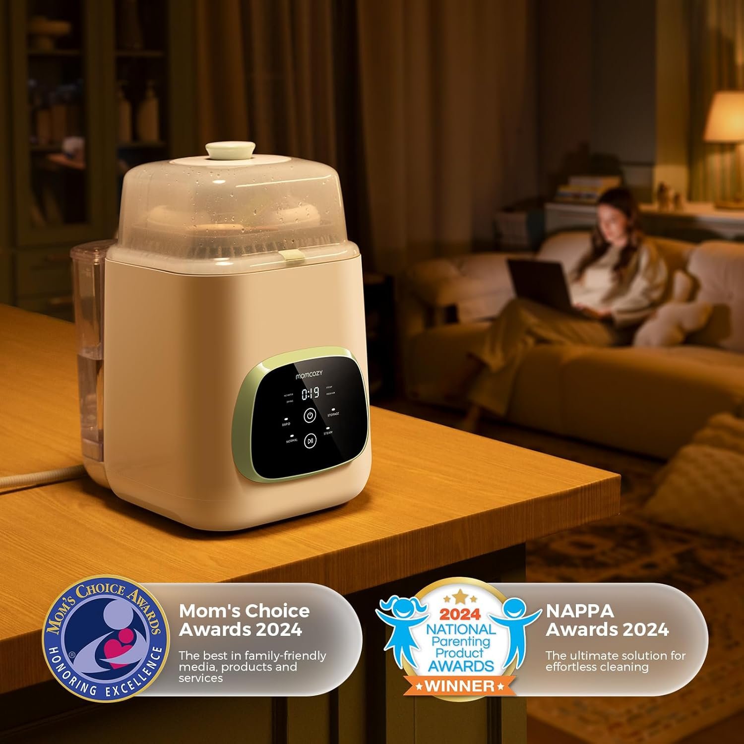 Momcozy KleanPal Pro Baby Bottle Washer, Sterilizer & Dryer �C All-in-One Cleaning Machine for Bottles, Pump Parts & Baby Essentials