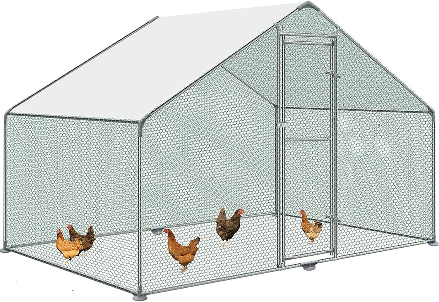Large Chicken Coop Metal Chicken Runs for Yard, 10' Walk in Chicken Coop Cage Chicken Pen Poultry Cage with Waterproof & Anti-UV Cover Heavy Duty Rabbit Hutch Duck Cage for Outdoor, Backyard and Farm