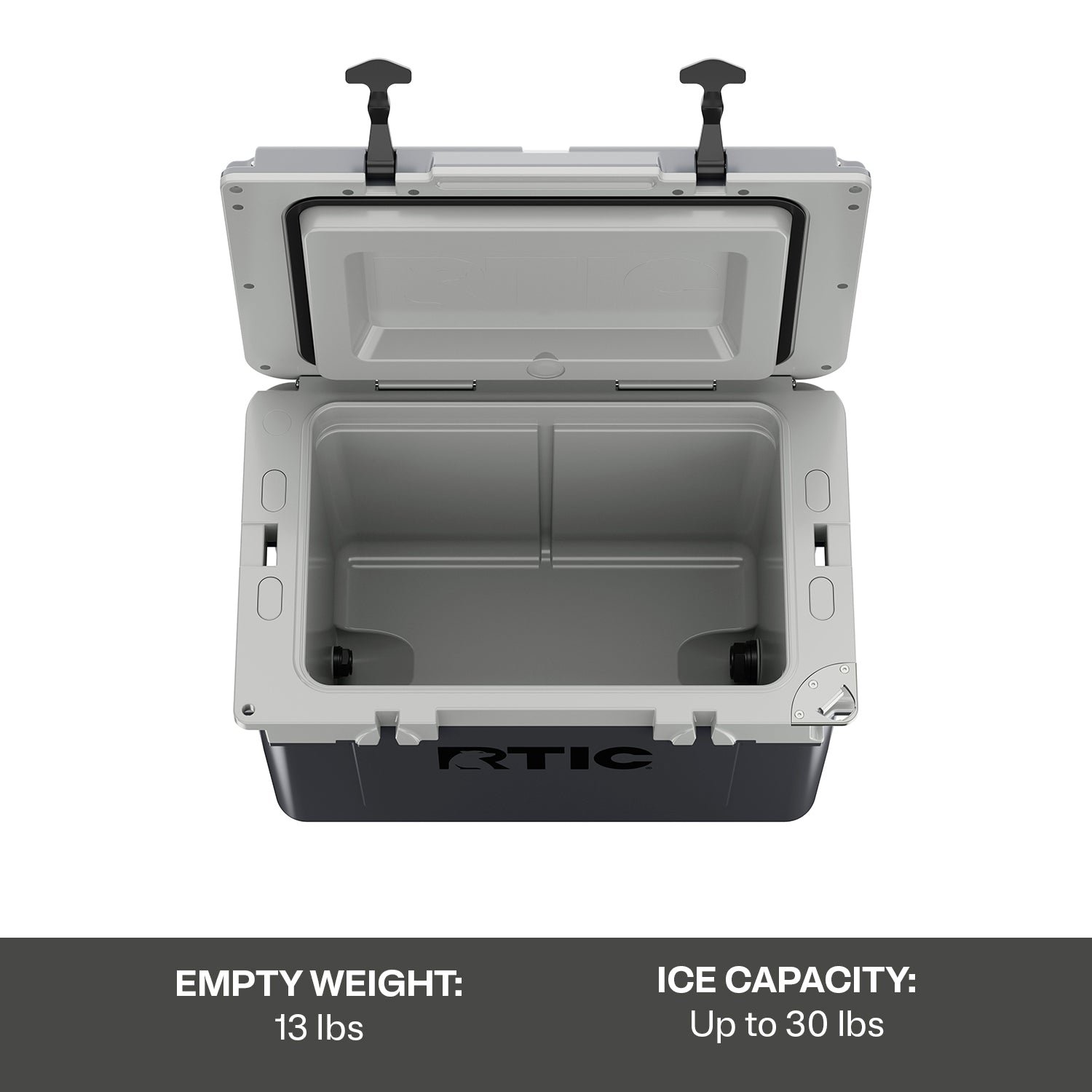 32 QT Ultra-Light Hard-Sided Ice Chest Cooler, Dark Grey And Cool Grey, Fits 48 Cans