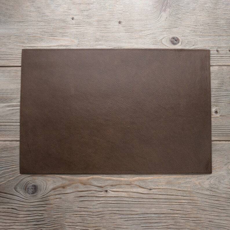 ROHLEDER Premium Brown Leather Placemats  C Waterproof, Oil Absorbent, Handcrafted, 4-8 Pack, 12.6   x20   , Home D  cor