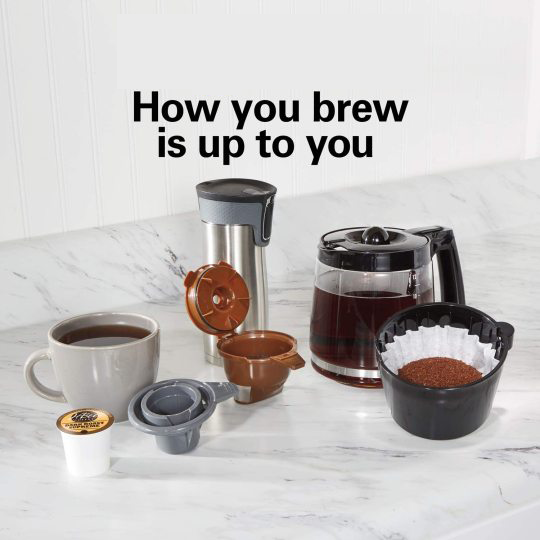 Fast Brew 3-Way Coffee Maker, Single Serve & 12-Cup Pot, Large Reservoir, Easy Programming, Black