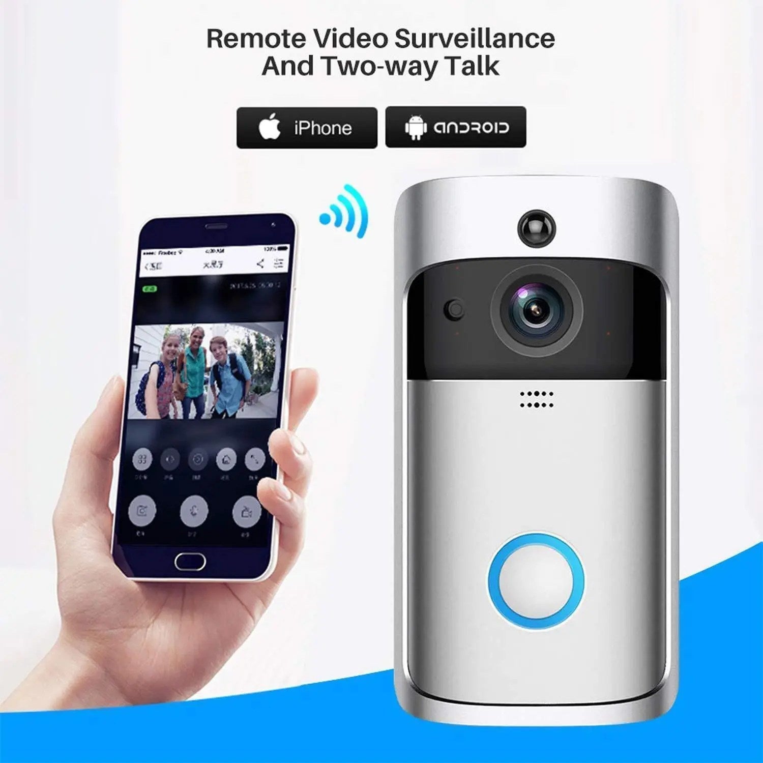 SupabellTM Smart Camera Doorbell  C Wireless, Two-Way Audio, Night Vision, Motion Detection, Wi-Fi Connected, Durable Build
