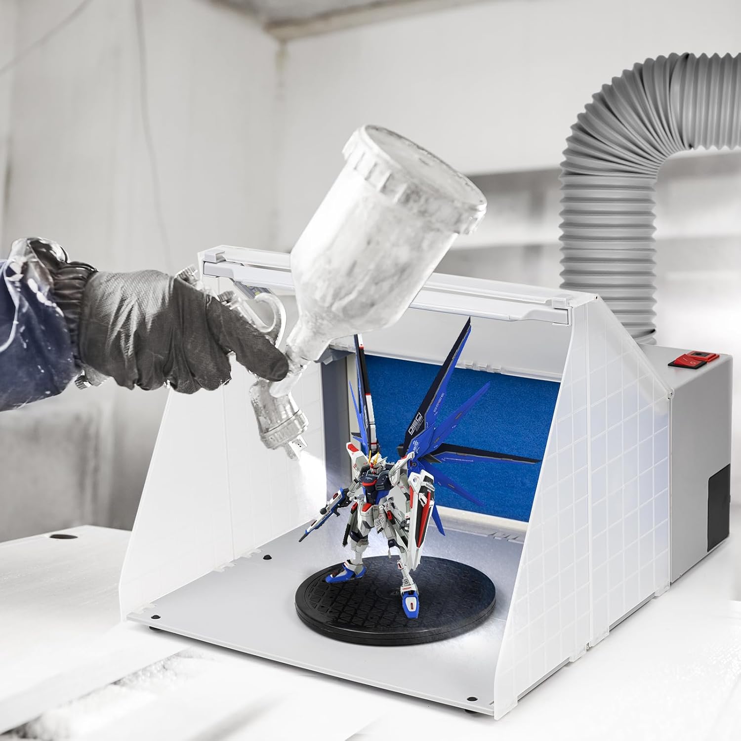 Autolock Spray Booth Kit with LED Lights & Filtration for Models, Crafts, & Hobbies  C Spacious Design & Extendable Exhaust