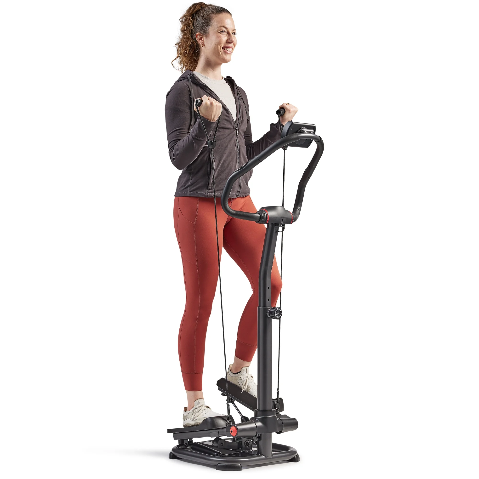 Sunny Health & Fitness Duo Function Premium Heavy Duty 330 LB Capacity Power Stepper with Resistance Bands, Space-Saving Low Impact Peddle w SunnyFit? App Enhanced Connectivity - SF-S021055