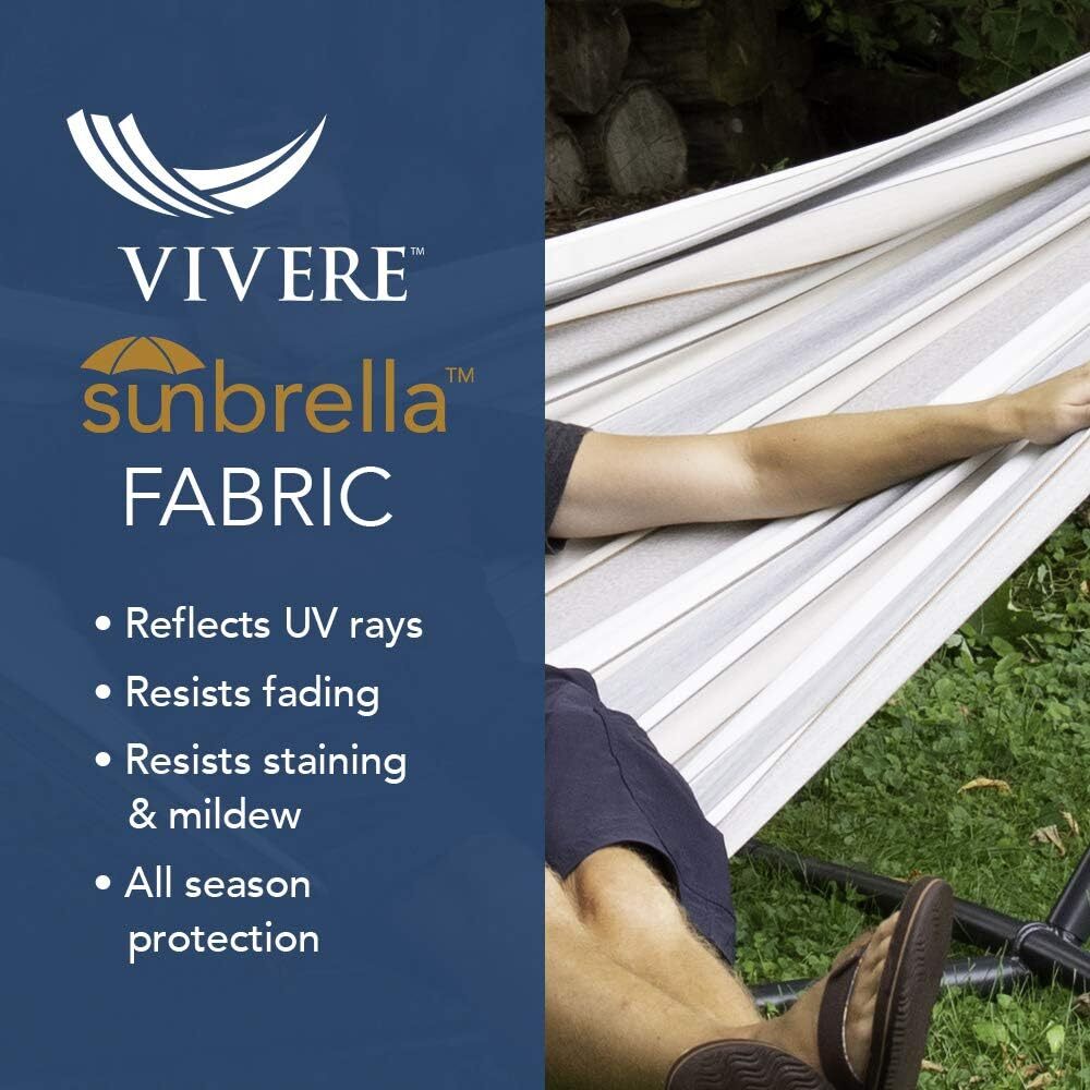 Vivere Double Cotton Hammock with Steel Stand, 450 lb Capacity, Tropical Colors, Includes Premium Carry Bag