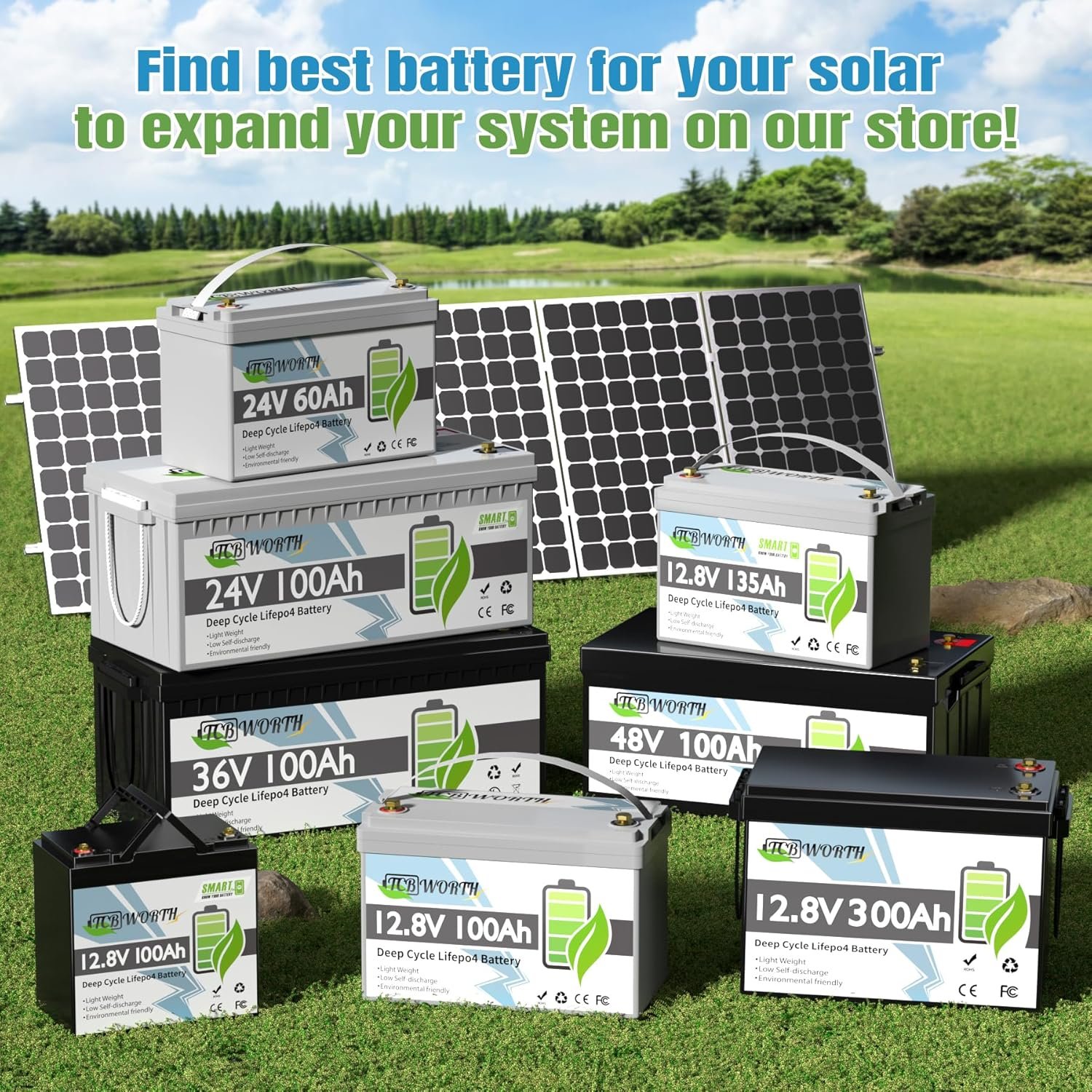 12V 100Ah LiFePO4 Battery, Rechargeabel Deep Cycle Lithium Batteries, 100A BMS with Low-Temp Protection, Perfect for RV, Solar, Boat, Marine, Trolling Motor