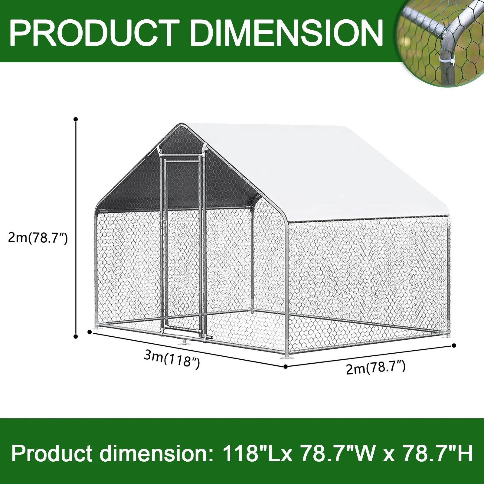 Caulitar 10ft x 10ft Large Metal Chicken House/Pen for 6/10 Chickens Poultry Cage with Waterproof Cover for Rabbits Duck Walk-in Chicken Run for Yard Outdoor